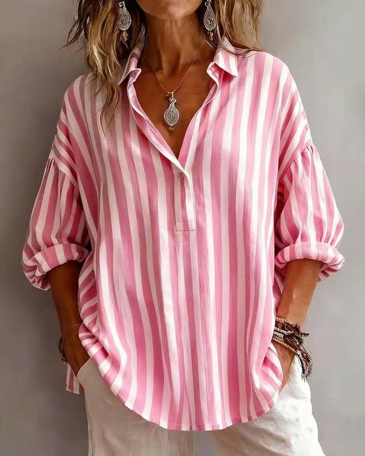 SCARLETT | LOOSE STRIPED BLOUSE WITH COLLAR