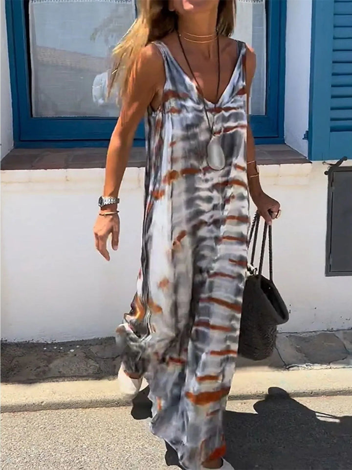 BETTY | TIE-DYE V-NECK MAXI CAMI DRESS