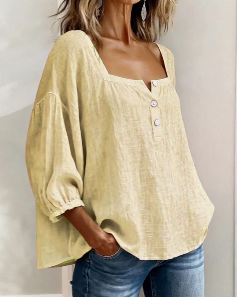 HARPER | SQUARE NECK PUFF SLEEVE BLOUSE