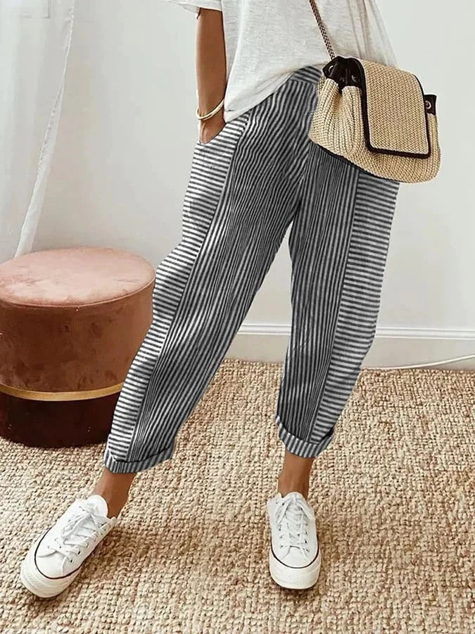 VICTORIA | STRIPED STRAIGHT-LEG TROUSERS