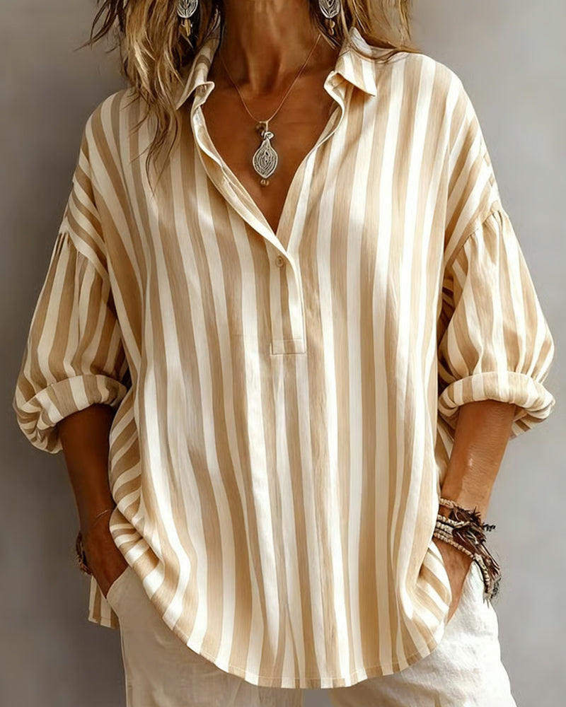 SCARLETT | LOOSE STRIPED BLOUSE WITH COLLAR