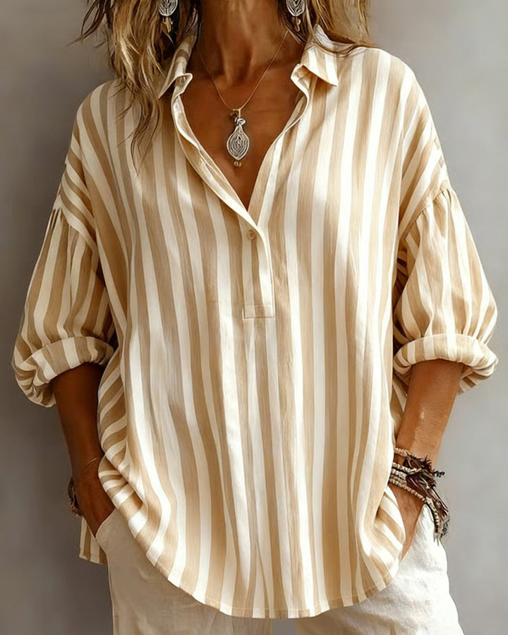 SCARLETT | LOOSE STRIPED BLOUSE WITH COLLAR