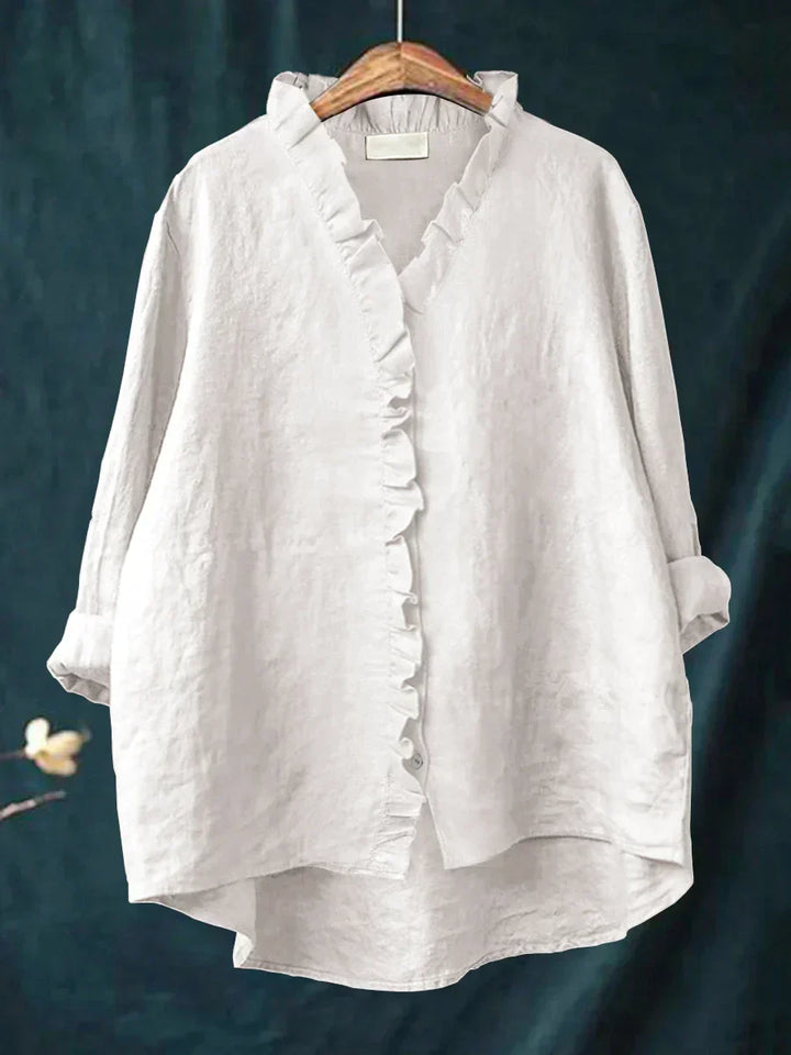 LILY | COTTON LINEN RUFFLED BLOUSE