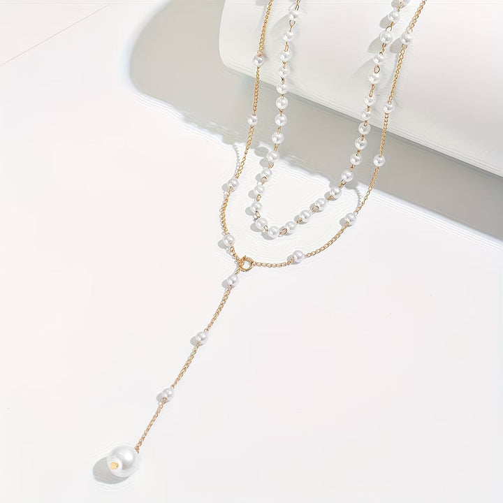 MARGAUX | LAYERED PEARL Y-CHAIN NECKLACE