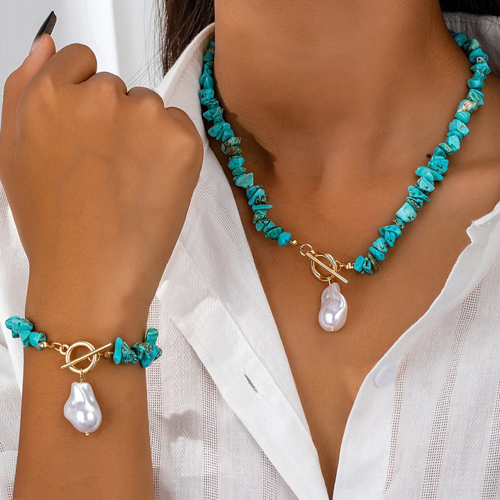 TURQUELLE | TURQUOISE &amp; PEARL NECKLACE BRACELET SET