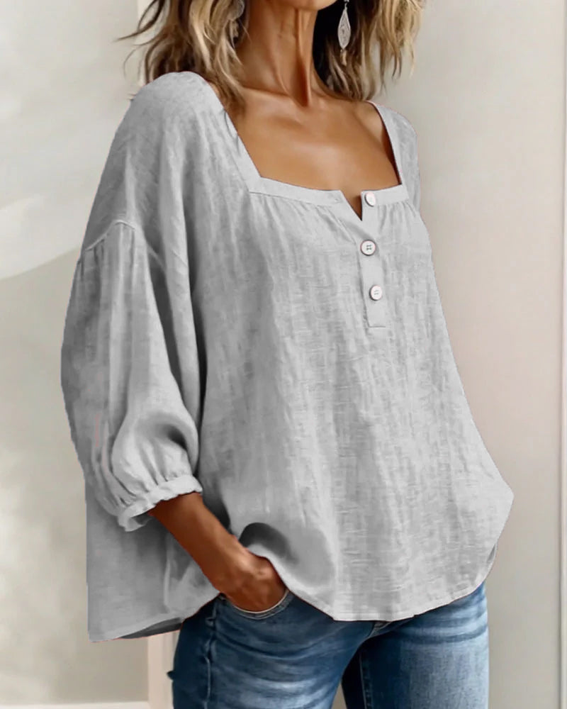 HARPER | SQUARE NECK PUFF SLEEVE BLOUSE