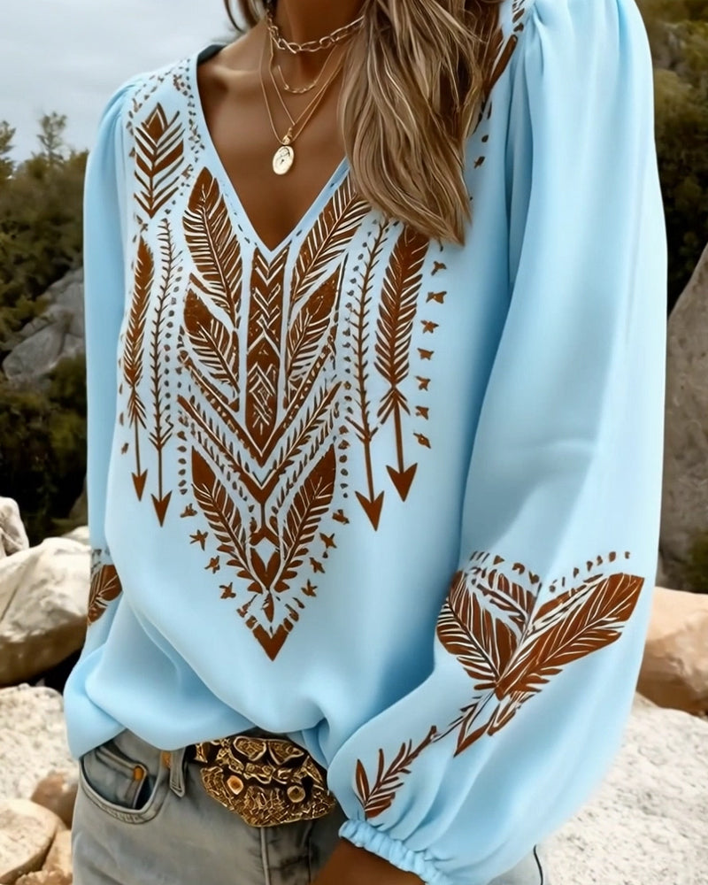 EVELYN | PUFF SLEEVE V-NECK LOOSE BLOUSE