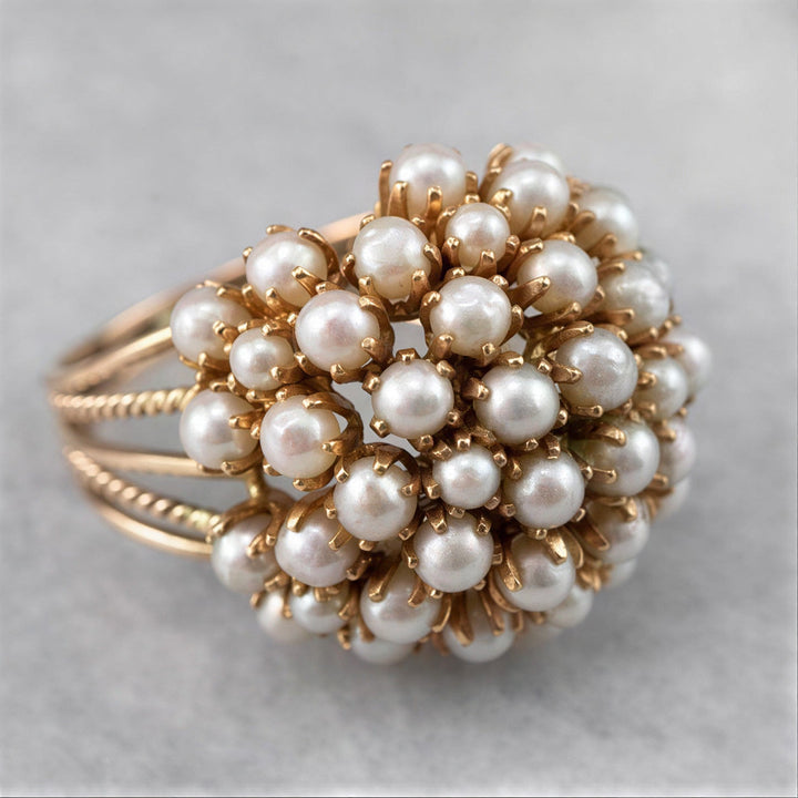 DELPHINE | PEARL CLUSTER GOLD RING