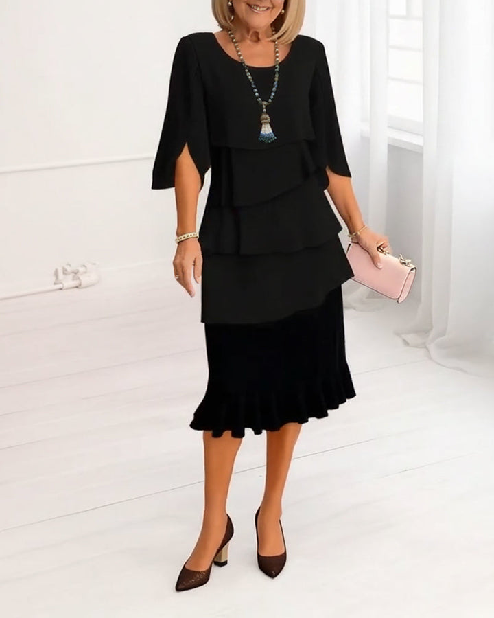 NORA | ELEGANT COMFORT RUFFLE DRESS
