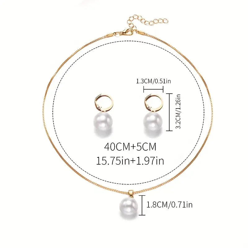 TAMSIN | GOLD PEARL PENDANT &amp; EARRING SET