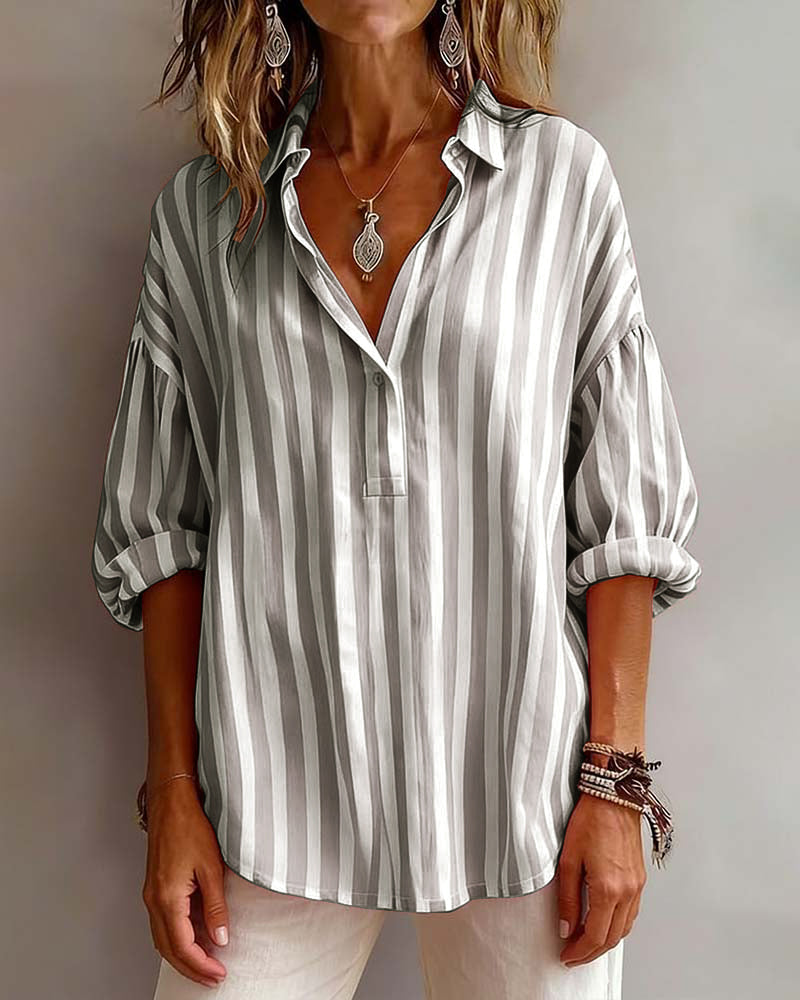 SCARLETT | LOOSE STRIPED BLOUSE WITH COLLAR