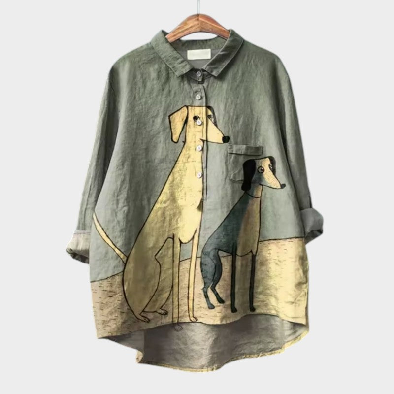 TAMMY | OVERSIZED SHIRT WITH LOVELY DOG DESIGN