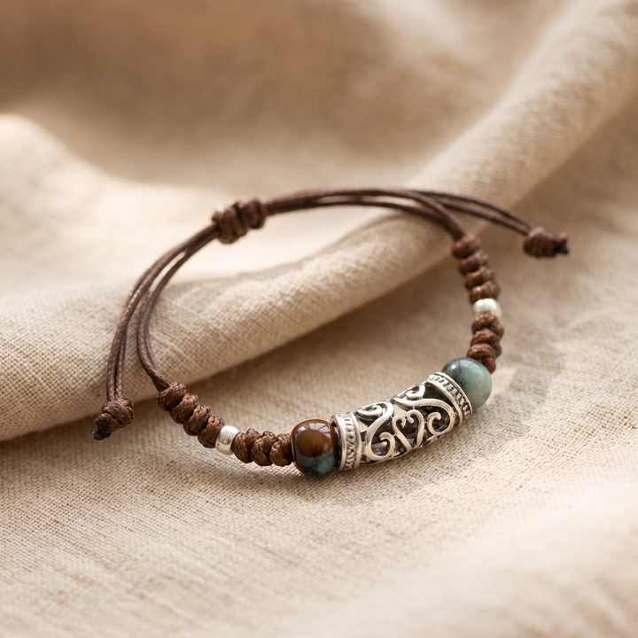 EDITH | TEAL BEAD CORD BRACELET