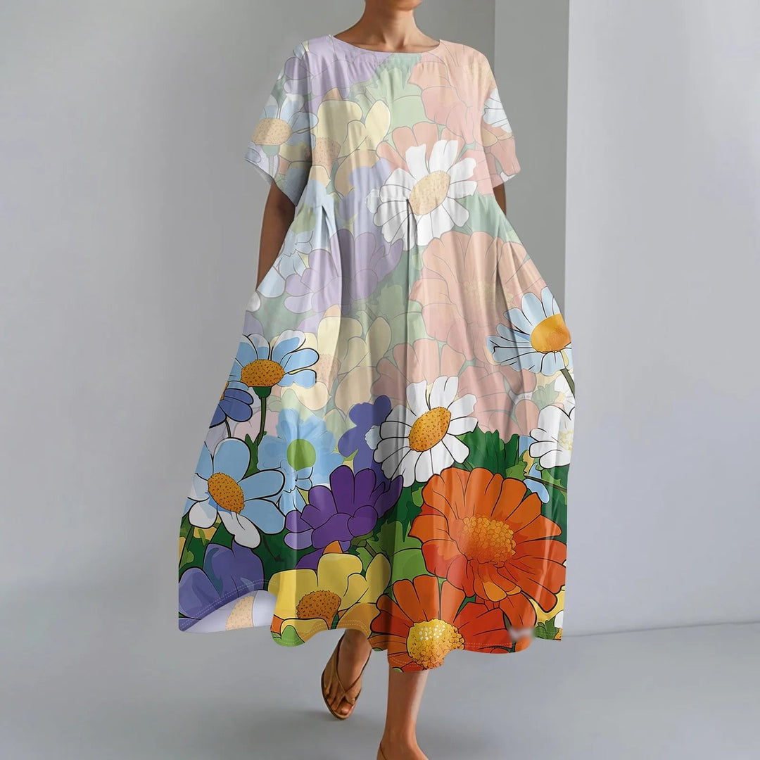 HOLLIE | MULTICOLOUR FLORAL PRINT MIDI DRESS