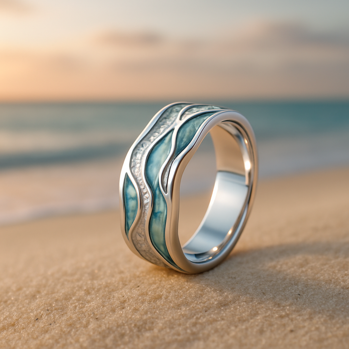 MADISON | ELEGANT TURQUOISE SILVER WAVES RING