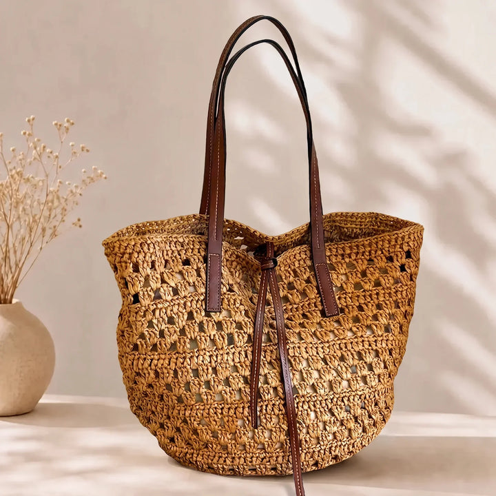 LEYLA | TAN HANDWOVEN TOTE