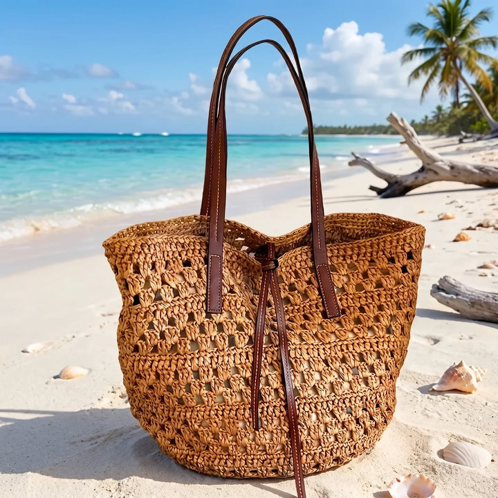 LEYLA | TAN HANDWOVEN TOTE