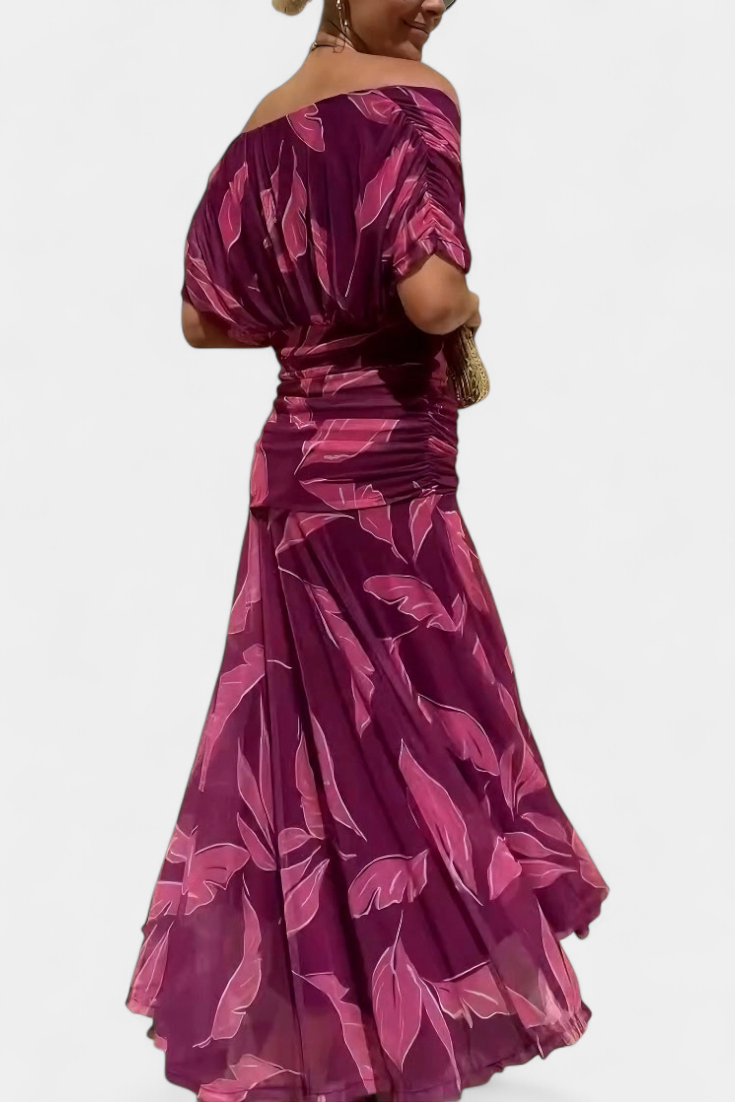 SYLVIA | LONG FLORAL V-NECK DRESS