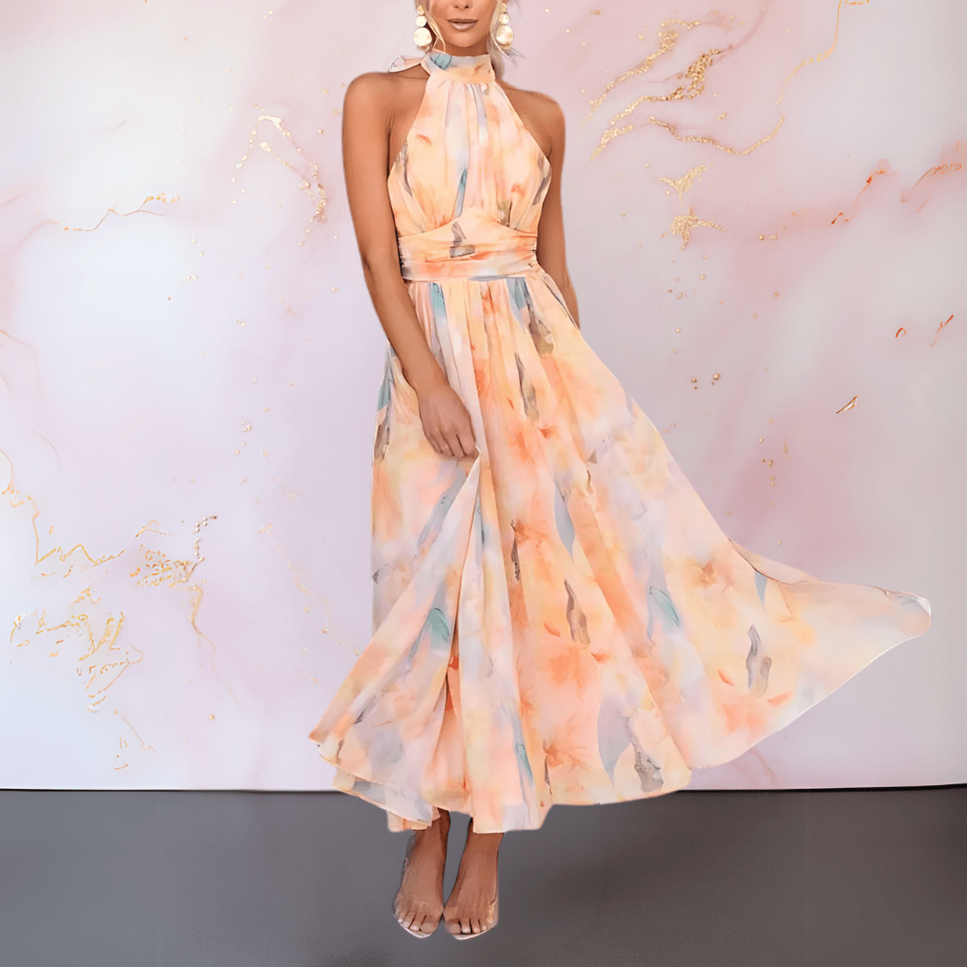 LOIS | HALTERNECK WATERCOLOR PRINT DRESS