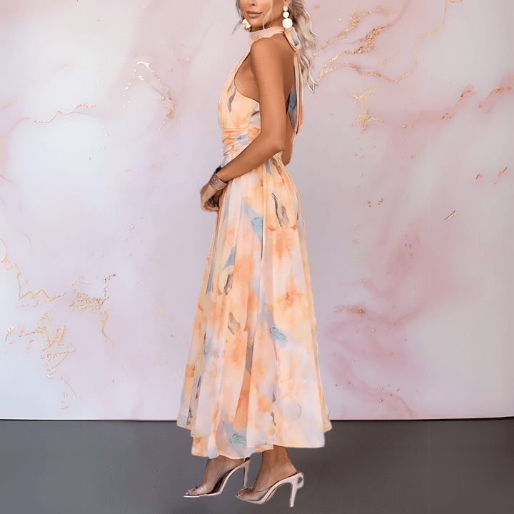 LOIS | HALTERNECK WATERCOLOR PRINT DRESS