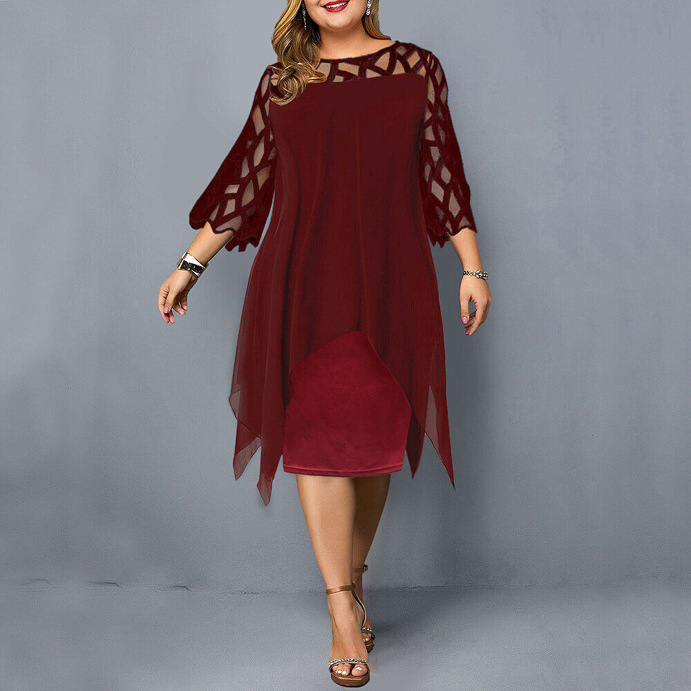 WILHELMINA | CHIC MIDI DRESS IN LARGE SIZE FOR MODERN WOMEN