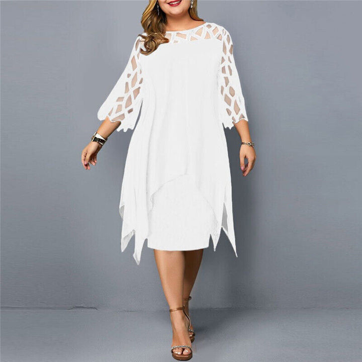 WILHELMINA | CHIC MIDI DRESS IN LARGE SIZE FOR MODERN WOMEN