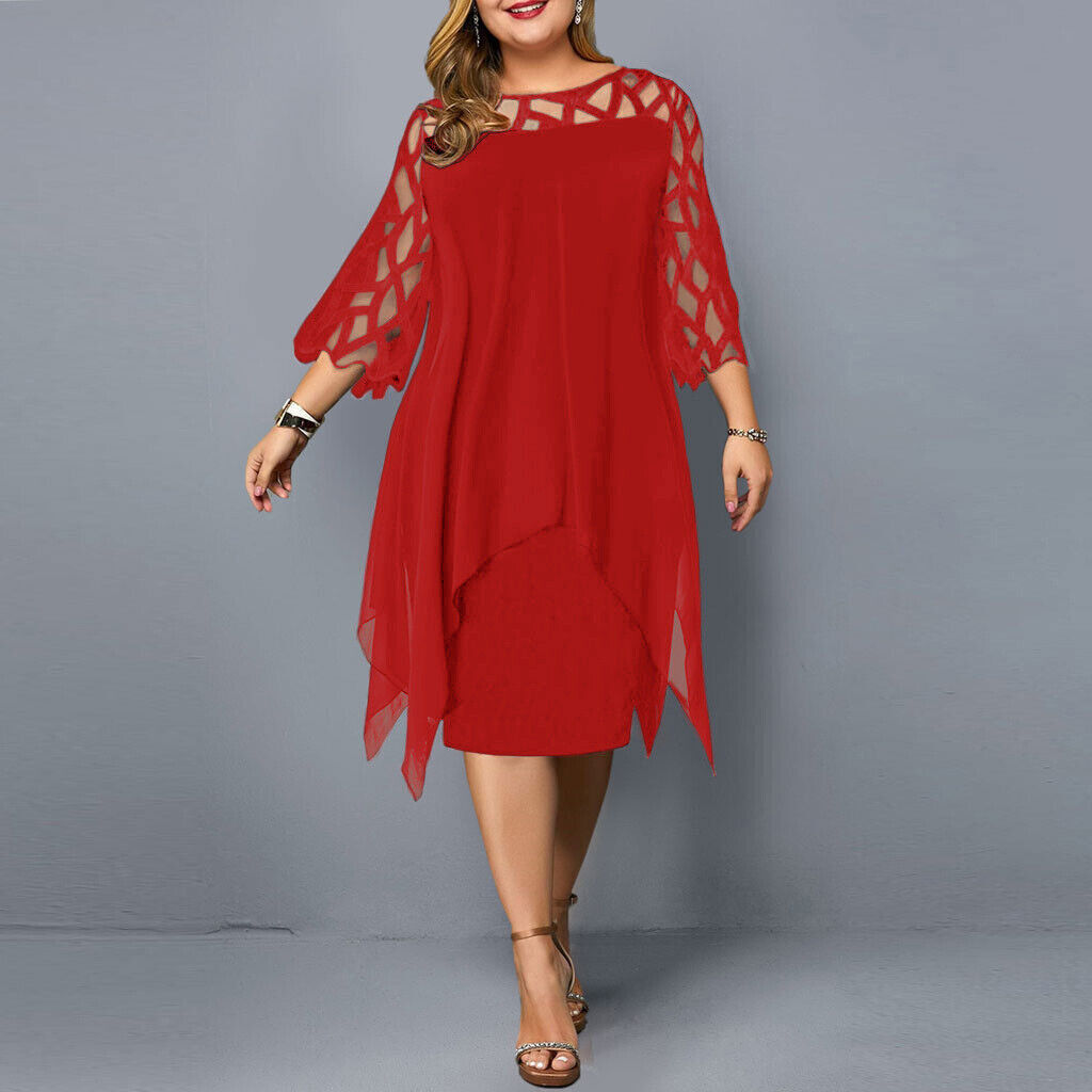 WILHELMINA | CHIC MIDI DRESS IN LARGE SIZE FOR MODERN WOMEN