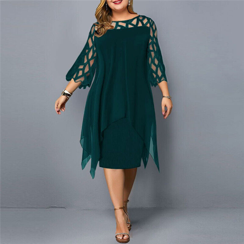 WILHELMINA | CHIC MIDI DRESS IN LARGE SIZE FOR MODERN WOMEN