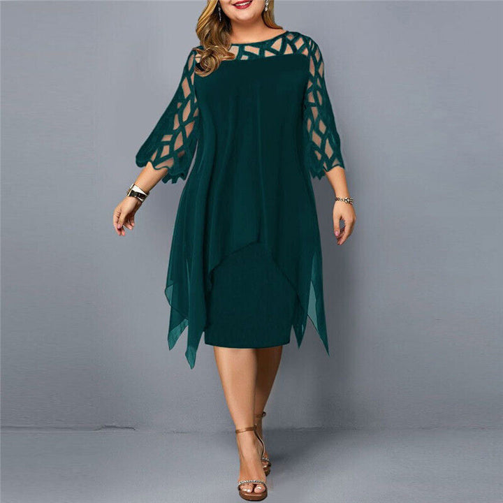 WILHELMINA | CHIC MIDI DRESS IN LARGE SIZE FOR MODERN WOMEN