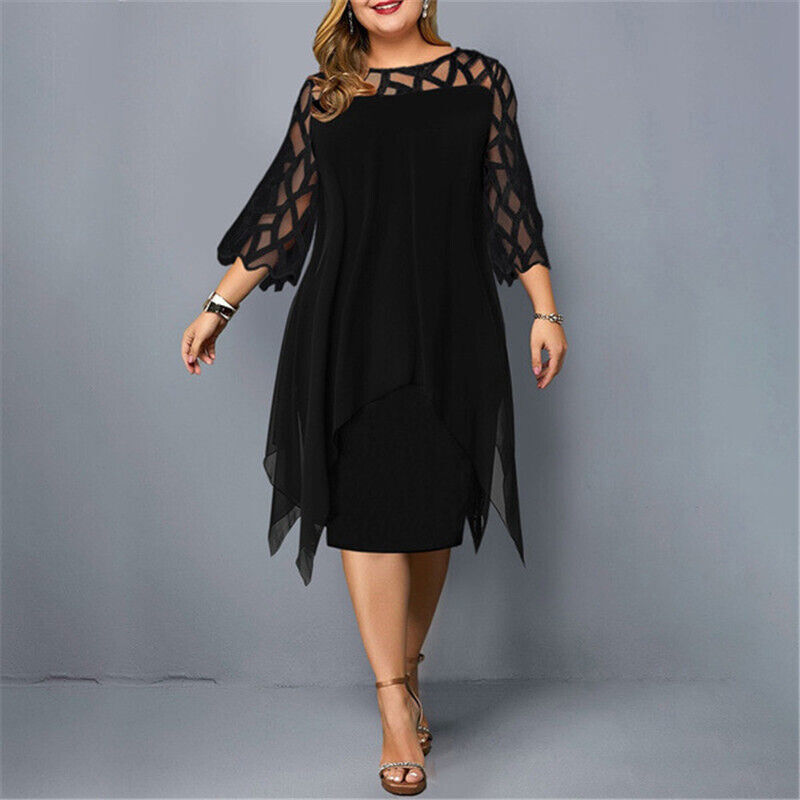 WILHELMINA | CHIC MIDI DRESS IN LARGE SIZE FOR MODERN WOMEN