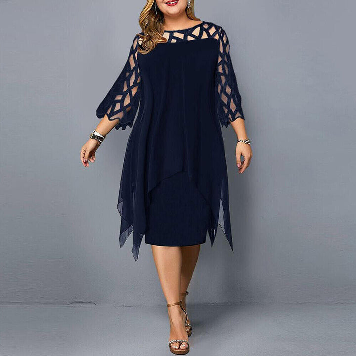 WILHELMINA | CHIC MIDI DRESS IN LARGE SIZE FOR MODERN WOMEN